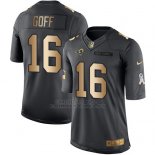 Camiseta Los Angeles Rams Goff Negro 2016 Nike Gold Anthracite Salute To Service NFL Hombre