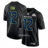 Camiseta NFL Game Seattle Seahawks 12s Super Bowl LX Patch Negro