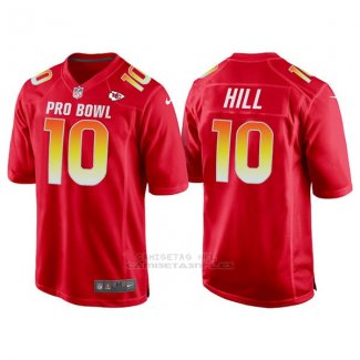 Camiseta NFL Hombre Kansas City Chiefs 10 Tyreek Hill Rojo AFC 2018 Pro Bowl