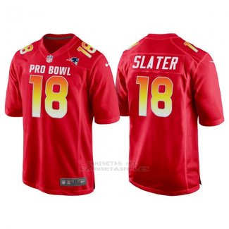 Camiseta NFL Hombre New England Patriots 18 Matthew Slater Rojo AFC 2018 Pro Bowl