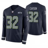 Camiseta NFL Hombre Seattle Seahawks Chris Carson Azul Therma Manga Larga