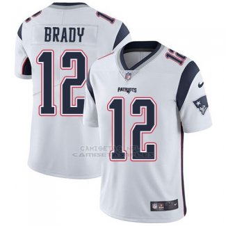 Camiseta NFL Limited Hombre New England Patriots 12 Tom Brady Blanco Stitched Vapor Untouchable
