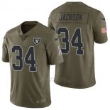 Camiseta NFL Limited Hombre Oakland Raiders 34 Bo Jackson 2017 Salute To Service Verde