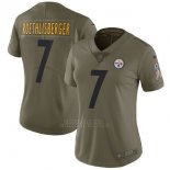 Camiseta NFL Limited Mujer Pittsburgh Steelers 7 Roethlisberger 2017 Salute To Service Verde