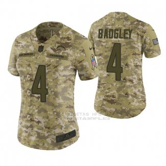 Camiseta NFL Limited Mujer San Diego Chargers Michael Badgley Camuflaje 2018 Salute To Service
