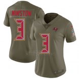 Camiseta NFL Limited Mujer Tampa Bay Buccaneers 3 Jameis Winston Verde Stitched 2017 Salute To Service