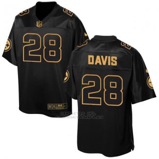 Camiseta Pittsburgh Steelers Davis Negro 2016 Nike Elite Pro Line Gold NFL Hombre