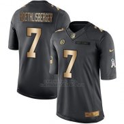 Camiseta Pittsburgh Steelers Roethlisberger Negro 2016 Nike Gold Anthracite Salute To Service NFL Hombre