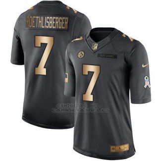 Camiseta Pittsburgh Steelers Roethlisberger Negro 2016 Nike Gold Anthracite Salute To Service NFL Hombre