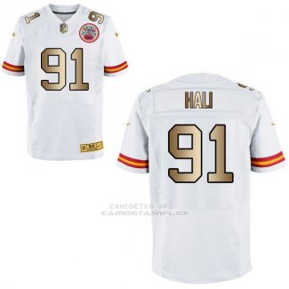 Camiseta Kansas City Chiefs Hali Blanco Nike Gold Elite NFL Hombre