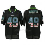 Camiseta NFL Elite Hombre Seattle Seahawks 49 Shaquem Griffin Alternate USA Flag Fashion Negro
