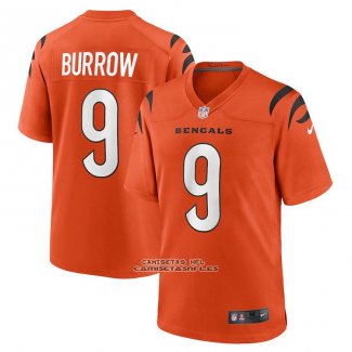Camiseta NFL Game Cincinnati Bengals Joe Burrow Alterno Naranja