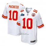 Camiseta NFL Game Kansas City Chiefs Isiah Pacheco Super Bowl LVII Patch Segunda Blanco