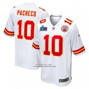 Camiseta NFL Game Kansas City Chiefs Isiah Pacheco Super Bowl LVII Patch Segunda Blanco