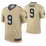 Camiseta NFL Legend Hombre New Orleans Saints 9 Drew Brees Inverted Oro