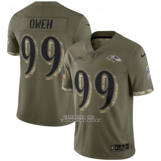 Camiseta NFL Limited Baltimore Ravens Odafe Oweh 2022 Salute To Service Verde Militar