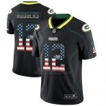 Camiseta NFL Limited Hombre Green Bay Packers Aaron Rodgers Negro 2018 USA Flag Fashion Color Rush