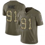 Camiseta NFL Limited Hombre Miami Dolphins 91 Cameron Wake Verde 2017 Salute To Service