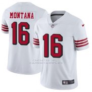 Camiseta NFL Limited Hombre San Francisco 49ers 16 Joe Montana Blanco Rush Stitched Vapor Untouchable