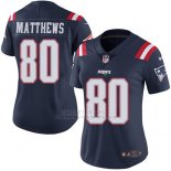 Camiseta NFL Limited Mujer New England Patriots 80 Jordan Matthews Azul Stitched Rush