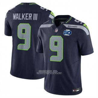 Camiseta NFL Limited Seattle Seahawks Kenneth Walker III Vapor F.U.S.E. 50th Season Azul