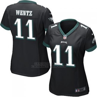Camiseta Philadelphia Eagles Wentz Negro Nike Game NFL Mujer