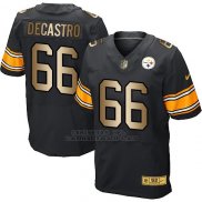 Camiseta Pittsburgh Steelers Decastro Negro Nike Gold Elite NFL Hombre