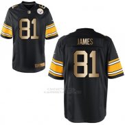Camiseta Pittsburgh Steelers James Negro Nike Gold Game NFL Hombre