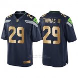 Camiseta Seattle Seahawks Thomas Profundo Azul Nike Gold Game NFL Hombre
