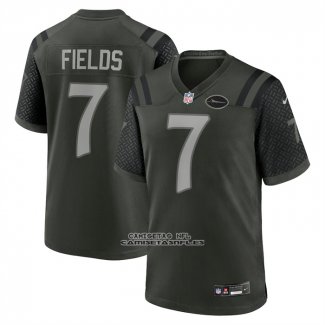 Camiseta NFL Game New York Jets Justin Fields 2025 Rivalries Collection Gris Oscuro