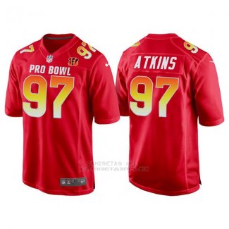 Camiseta NFL Hombre Cincinnati Bengals 97 Geno Atkins Rojo AFC 2018 Pro Bowl