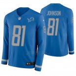 Camiseta NFL Hombre Detroit Lions Calvin Johnson Azul Therma Manga Larga