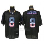 Camiseta NFL Hombre Elite Baltimore Ravens 8 Lamar Jackson Negro Stitched USA Flag Fashion