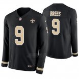 Camiseta NFL Hombre New Orleans Saints Drew Brees Negro Therma Manga Larga