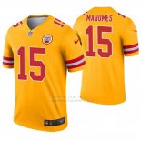 Camiseta NFL Legend Hombre Kansas City Chiefs 15 Patrick Mahomes Inverted Oro