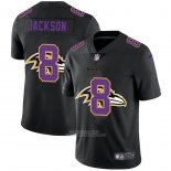 Camiseta NFL Limited Baltimore Ravens Jackson Logo Dual Overlap Negro