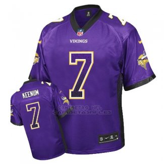 Camiseta NFL Limited Hombre Minnesota Vikings 7 Case Keenum Violeta Stitched Drift Fashion