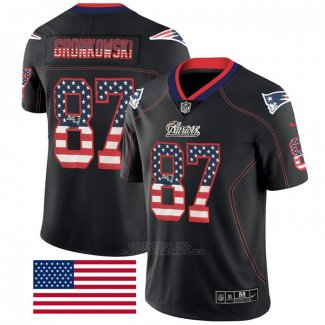 Camiseta NFL Limited New England Patriots Gronkowski Rush USA Flag Negro