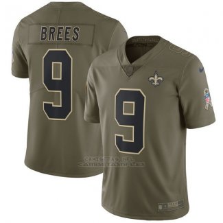 Camiseta NFL Limited Nino New Orleans Saints 9 Brees 2017 Salute To Service Verde