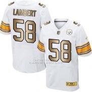 Camiseta Pittsburgh Steelers Lambert Blanco Nike Gold Elite NFL Hombre