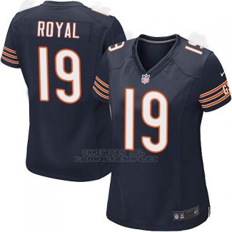 Camiseta Chicago Bears Royal Blanco Negro Nike Game NFL Mujer