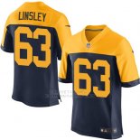Camiseta Green Bay Packers Linsley Profundo Azul y Amarillo Nike Elite NFL Hombre
