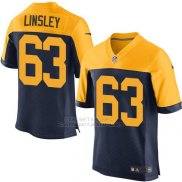 Camiseta Green Bay Packers Linsley Profundo Azul y Amarillo Nike Elite NFL Hombre