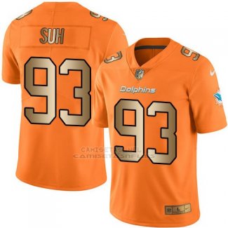 Camiseta Miami Dolphins Suh Naranja Nike Gold Legend NFL Hombre