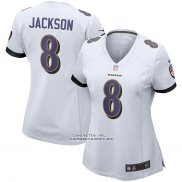 Camiseta NFL Game Mujer Baltimore Ravens Lamar Jackson Blanco