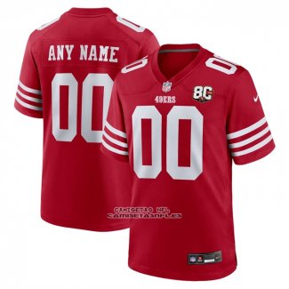 Camiseta NFL Game San Francisco 49ers 80 Aniversario Personalizada Rojo