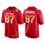 Camiseta NFL Hombre New England Patriots 87 Rob Gronkowski Rojo AFC 2018 Pro Bowl