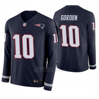 Camiseta NFL Hombre New England Patriots Josh Gordon Azul Therma Manga Larga