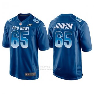 Camiseta NFL Hombre Philadelphia Eagles 65 Lane Johnson Azul NFC 2018 Pro Bowl