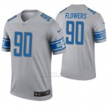 Camiseta NFL Legend Hombre Detroit Lions 90 Trey Flowers Inverted Gris